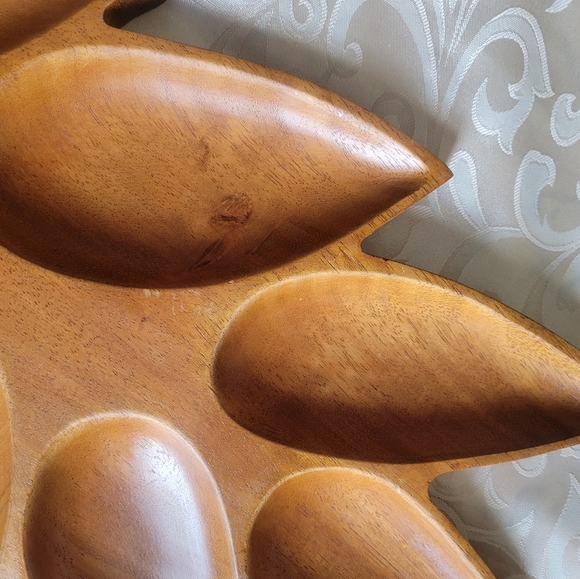 Vintage Handmade Carved Wood Serving Tray - Picture 9 of 9